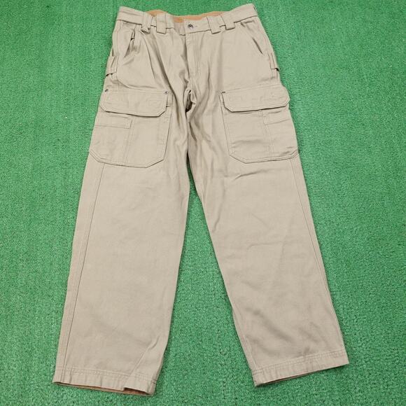 Duluth Trading Co Pants Mens 36x32 Khaki Cargo Relaxed Fit Workwear Duck Canvas - Picture 1 of 9